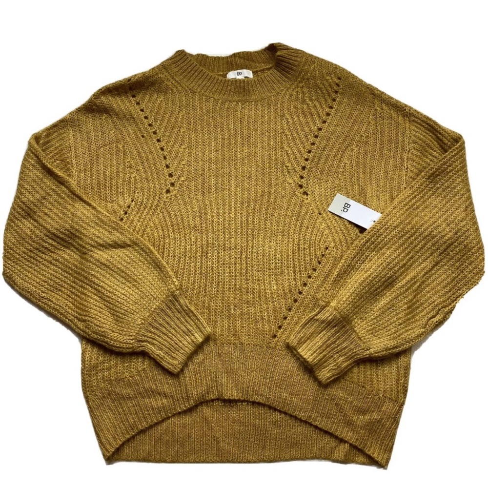 NWT BP Mustard Yellow Pointelle Pullover Sweater